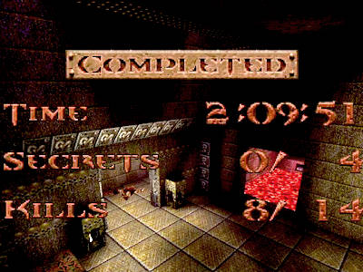 Level results screen from Quake.